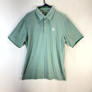 Adidas Golf Climalite Light Green Striped Polo with Notre Dame Logo Mens Size M